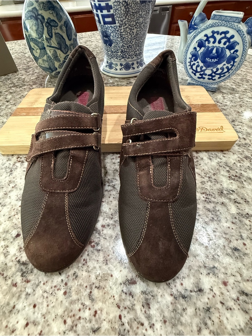 Casual Brown Slip-On Sneakers with Velcro Strap